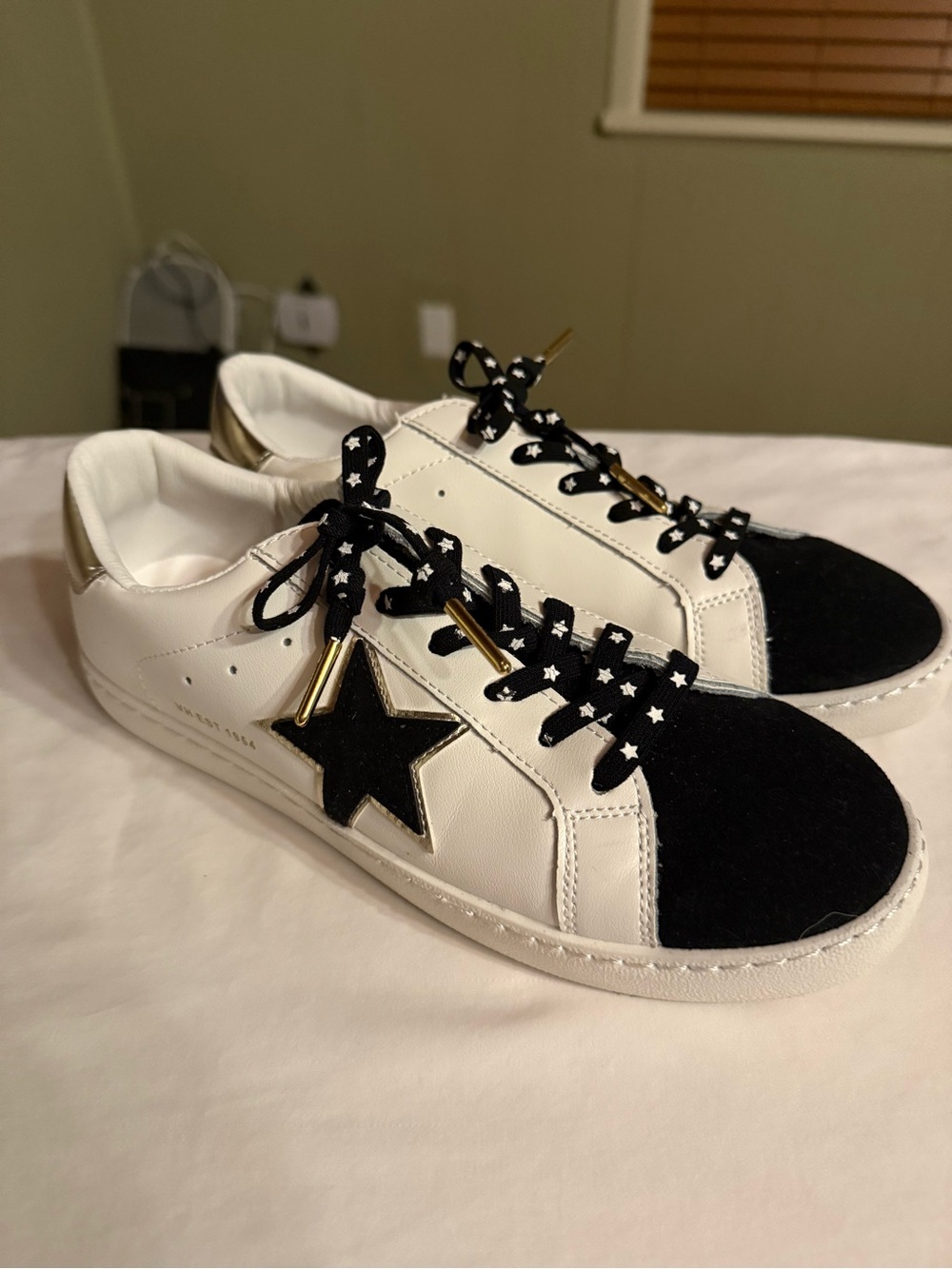 Vintage Havana Black & White Star Accent Sneakers